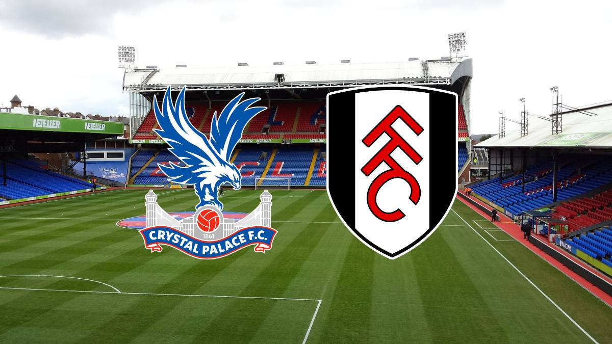 Crystal Palace & Fulham badges over Selhurst Park stadium background